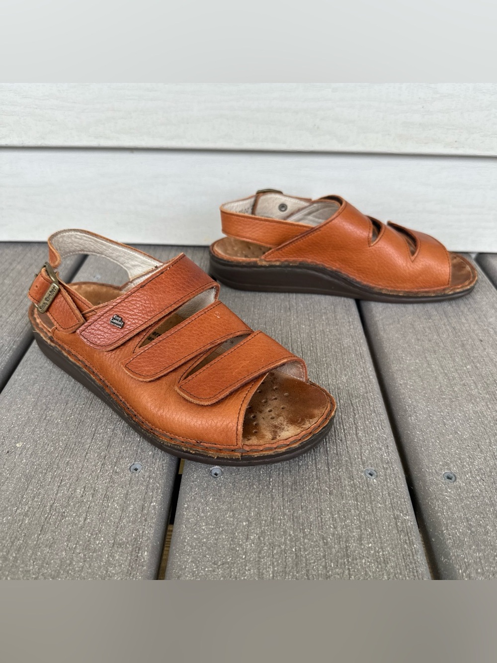 Finn Comfort Size 37EU | 7US Sylt Sandals Brown Leather Soft Footbed Slingback